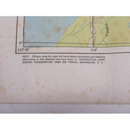 1488 - WWII USAAF aircrew silk escape map of Northern Borneo and Mindanao Island to verso, dated 1944