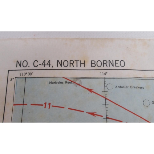 1488 - WWII USAAF aircrew silk escape map of Northern Borneo and Mindanao Island to verso, dated 1944