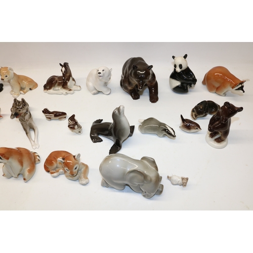 1259 - Collection of Lomonosov ceramic figures of animals, max. H13.5cm, some A/F (21)