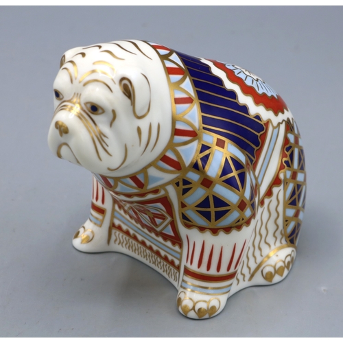 321 - Royal Crown Derby Imari Bulldog paperweight, with gold stopper, H8.5cm