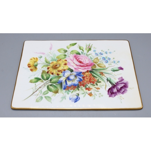 342 - Royal Crown Derby rectangular porcelain plaque painted with a bouquet of flowers, signed Geo. Jessop... 