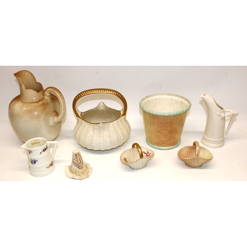 364 - Collection of Royal Worcester incl. three jugs, basket form vase with gilt handle, Grainger & Co bas... 