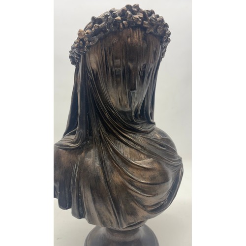 666 - After Antonio Frilli, a bronzed bust, of a veiled maiden H40.5cm