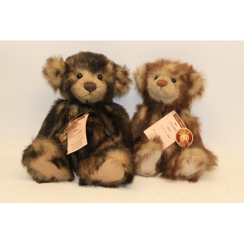 606 - Charlie Bears, 'Rubarb', designed by Isabelle Lee, H23cm and 'Crumble', designed by Isabella Lee, H2... 