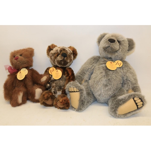 607 - Charlie Bears, 'Paul', designed by Christine Pike, H31cm; 'Purdy', designed by Isabella Lee, H25cm a... 