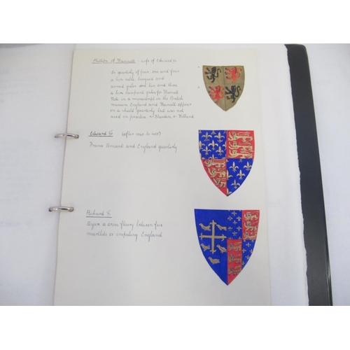  Folder cont. handwritten and painted collection of pages relating to Royal Heraldry by Winifred Fran... 