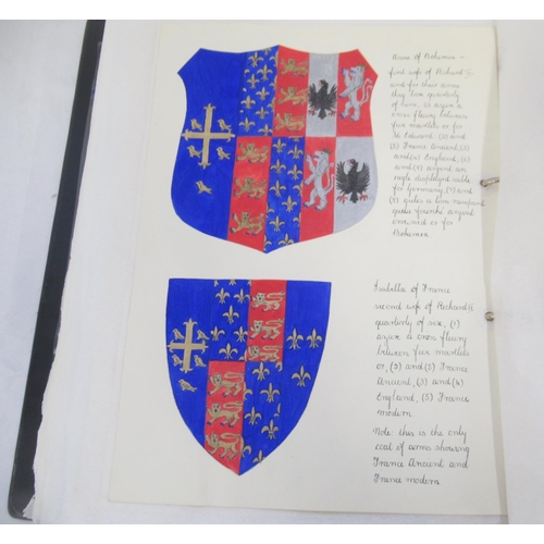  Folder cont. handwritten and painted collection of pages relating to Royal Heraldry by Winifred Fran... 