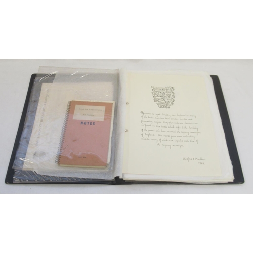 223 - Folder cont. handwritten and painted collection of pages relating to Royal Heraldry by Winifred Fran... 