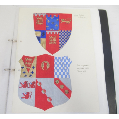  Folder cont. handwritten and painted collection of pages relating to Royal Heraldry by Winifred Fran... 