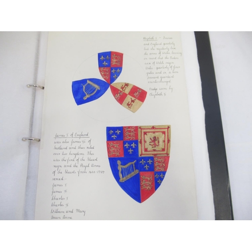  Folder cont. handwritten and painted collection of pages relating to Royal Heraldry by Winifred Fran... 