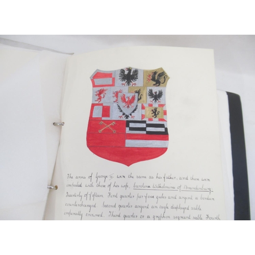 223 - Folder cont. handwritten and painted collection of pages relating to Royal Heraldry by Winifred Fran... 