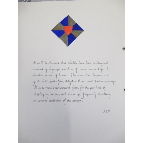  Folder cont. handwritten and painted collection of pages relating to Royal Heraldry by Winifred Fran... 