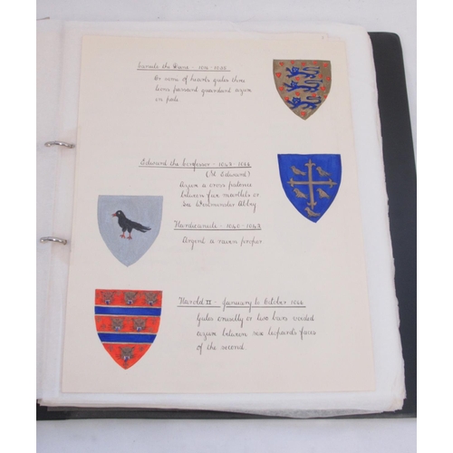  Folder cont. handwritten and painted collection of pages relating to Royal Heraldry by Winifred Fran... 