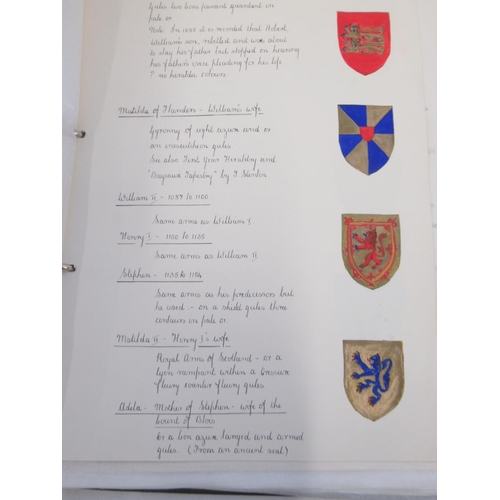 223 - Folder cont. handwritten and painted collection of pages relating to Royal Heraldry by Winifred Fran... 