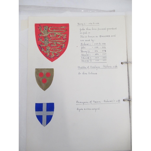  Folder cont. handwritten and painted collection of pages relating to Royal Heraldry by Winifred Fran... 