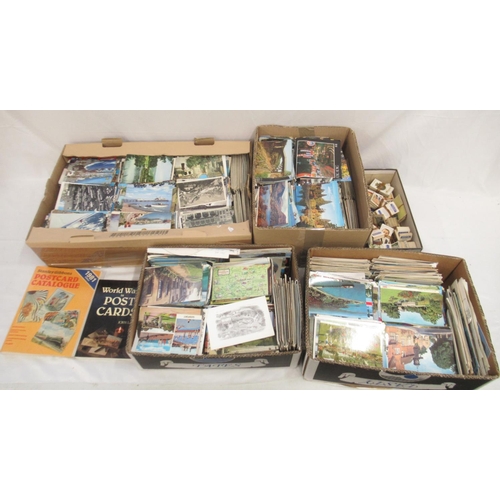 211 - Large collection of mixed c20th Postcards of Britain, Europe, etc. in 4 boxes a box of cigarette car... 