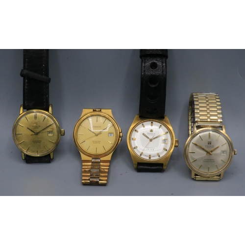 255 - Tissot Visodate Seastar PR 516 gold plated wristwatch with date, signed silvered dial, centre second... 