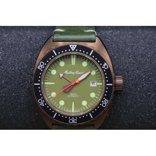 224 - Mathey-Tissot 300M Deep Sea Bronze limited edition automatic wristwatch with date, signed green dial... 