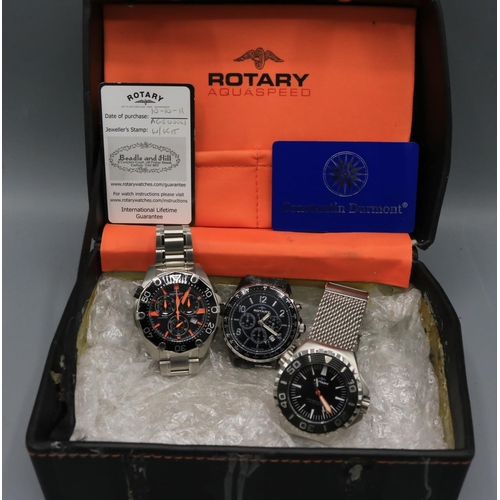 227 - Rotary Aquaspeed 300m stainless steel quartz diver's wristwatch, signed black dial, centre seconds, ... 