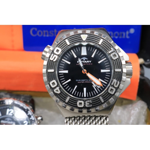 227 - Rotary Aquaspeed 300m stainless steel quartz diver's wristwatch, signed black dial, centre seconds, ... 