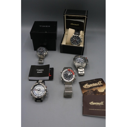 228 - Ingersoll GMT limited edition stainless steel automatic wristwatch with day, date and month, signed ... 