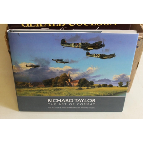 1502B - Large selection of military and aviation artwork books, including Robert Taylor, Richard Taylor, Ger... 