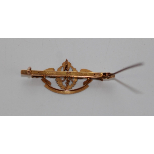 1421 - Two 9 Carat Gold WWI Royal Flying Corps sweetheart brooch