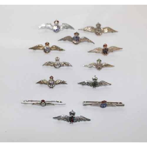 1424 - Collection of Twelve RAF sweetheart brooch's. Some with enamel lettering