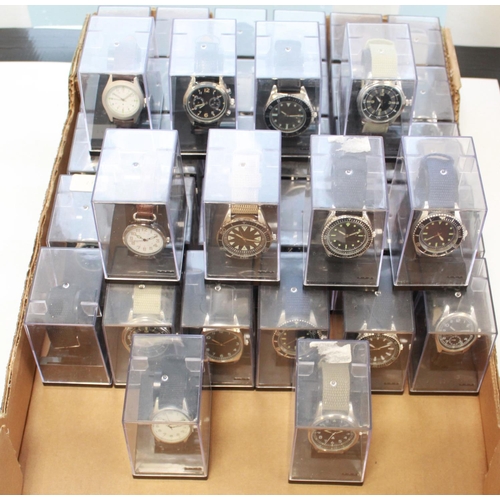 1602 - Large collection of Eagle Moss Military style quartz watches. Some unopened, most in display boxes.(... 