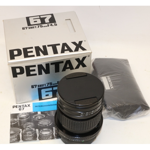 174 - Pentax 67 Shift f/4.5 75mm 6x7 camera lens, with original box