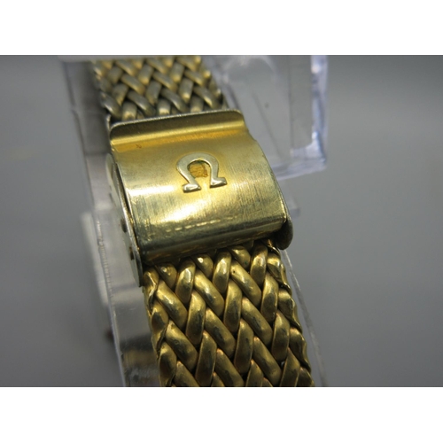 296 - Omega De Ville 20 micron gold plated wristwatch on plaited bracelet with signed adjustable clasp no.... 