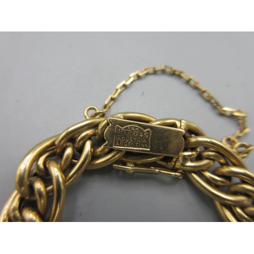 39 - 18ct yellow gold fancy link bracelet with box closure, stamped 750, 19.2g