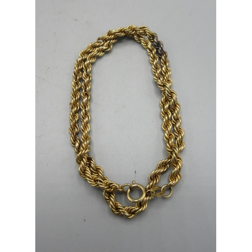 792 - 9ct yellow gold rope twist necklace, stamped 375, 10.5g