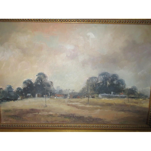 1238 - Jones (British Contemporary); Farm buildings in a landscape, oil on canvas, signed and dated 71, 39c... 