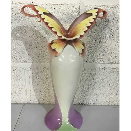 804 - Franz porcelain vase, in the form of a stylised butterfly, H39cm