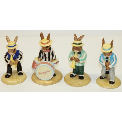 636 - Royal Doulton Bunnykins, Jazz Band Collection figures: Drummer UKI DB250, Clarinet Player DB184, Tru... 