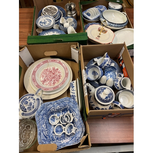 1332 - Collection of predominantly blue and white tableware, incl. Spode Blue Italian, etc. (4 boxes)