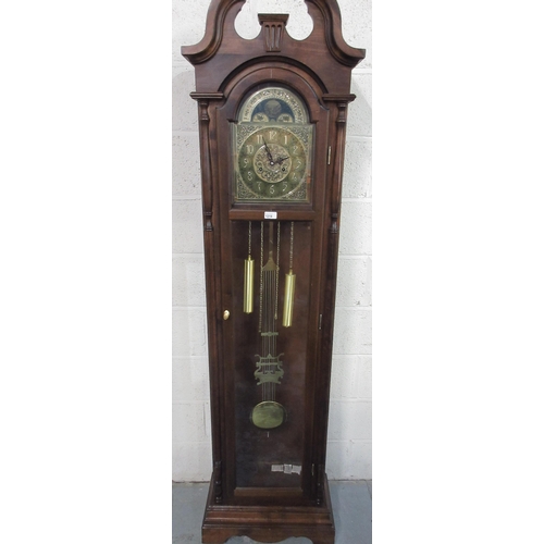 1219 - Widdop Bingham & Co mahogany long case clock, half hour strike movement with two weights, pendulum a... 