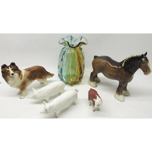 377 - Collection of Beswick incl. 'CH. Wall Queen 40' pig figure; 'CH. Wall Champion Boy 53' pig figure; a... 