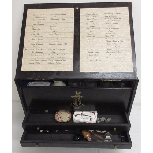 665 - Domestic pharmaceutical/medicine chest hand painted with '79th New York' and a crest, with glass med... 