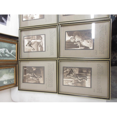 717 - Set of twelve Charles Dickens prints, watercolour of Hemingford Grey, photo of Winston Churchill and... 