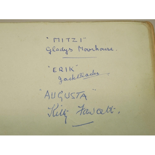 225 - C20th autograph book cont. signatures from Tessie O'Shea, Michael Redgrave, George Formby, Josef Loc... 