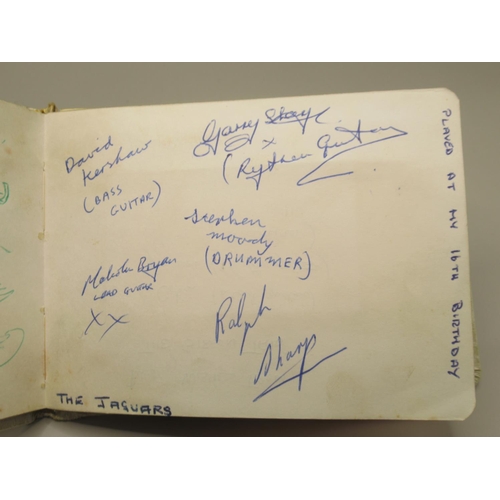 226 - C20th autograph book cont. signatures from The Crestas, The Mark V Rhythm Group, Johnny Winters and ... 