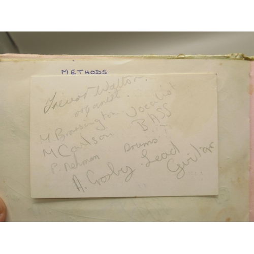 226 - C20th autograph book cont. signatures from The Crestas, The Mark V Rhythm Group, Johnny Winters and ... 