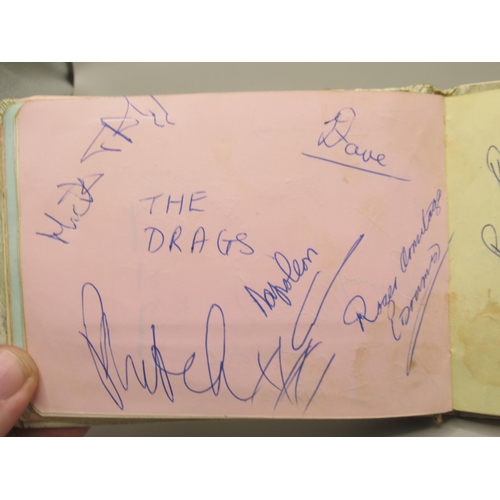 226 - C20th autograph book cont. signatures from The Crestas, The Mark V Rhythm Group, Johnny Winters and ... 