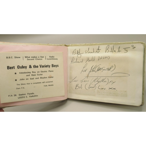 226 - C20th autograph book cont. signatures from The Crestas, The Mark V Rhythm Group, Johnny Winters and ... 