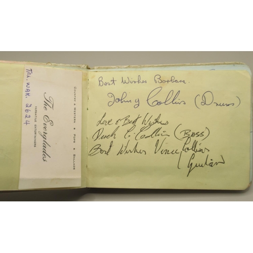 226 - C20th autograph book cont. signatures from The Crestas, The Mark V Rhythm Group, Johnny Winters and ... 