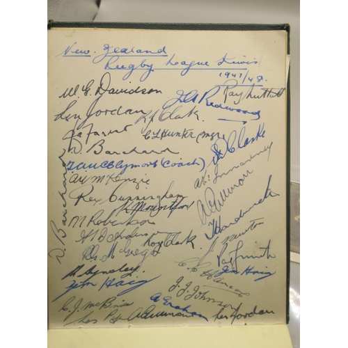 227 - C20th autograph book cont. signatures from the New Zealand Rugby League 1947/48 team, Horatio Carter... 