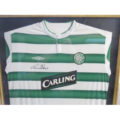 340 - Framed and signed Henrik Larsson Celtic Football shirt, 75cm x 85cm