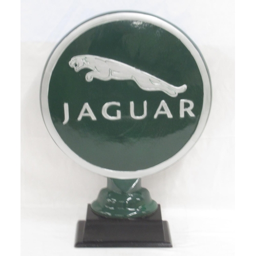 369 - Jaguar cast metal sign on stand, H 50.5CM